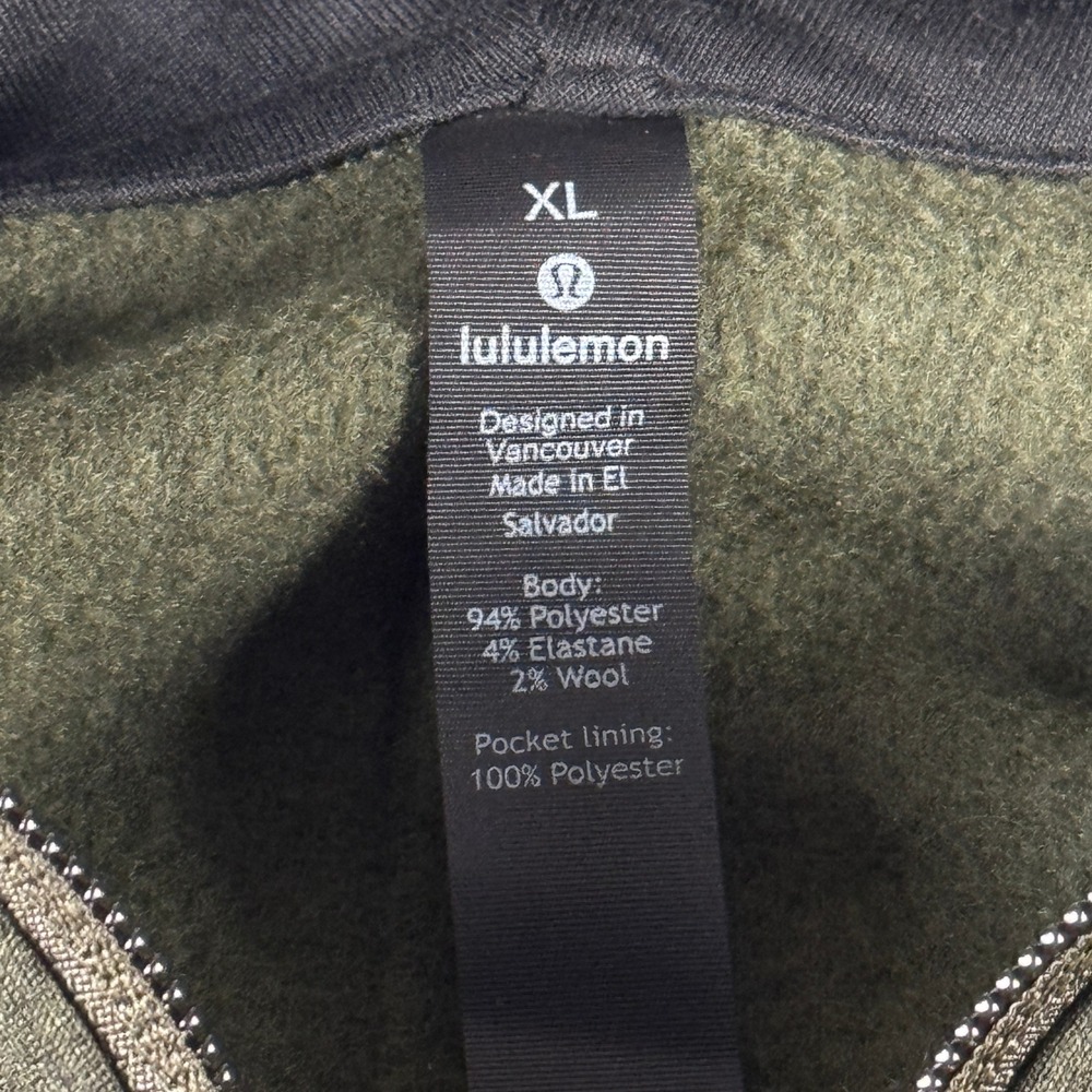 Lululemon Engineered Warmth Full Zip Hoodie XL Dark Olive Green Wool Blend - Picture 3 of 9
